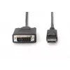 DIGITUS DisplayPort-sovitinkaapeli, DP - DVI (24+1) M/M, 2 m lukituksella, DP 1.2 yhteensopiva, CE musta