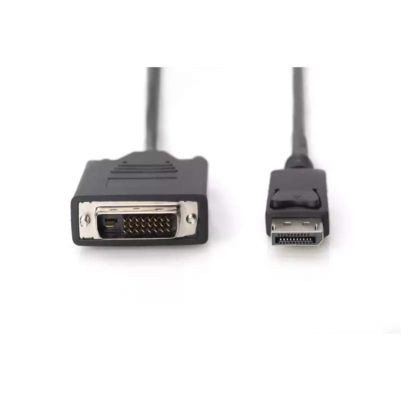 DIGITUS DisplayPort-sovitinkaapeli, DP - DVI (24+1) M/M, 2 m lukituksella, DP 1.2 yhteensopiva, CE musta