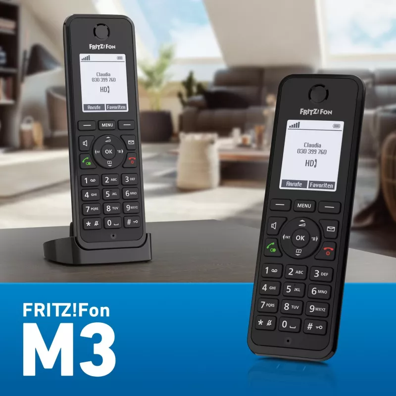 DECT-puhelin FRITZ Fon M3 langaton luuri numeronäyttö musta