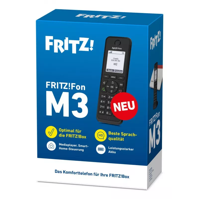 DECT-puhelin FRITZ Fon M3 langaton luuri numeronäyttö musta