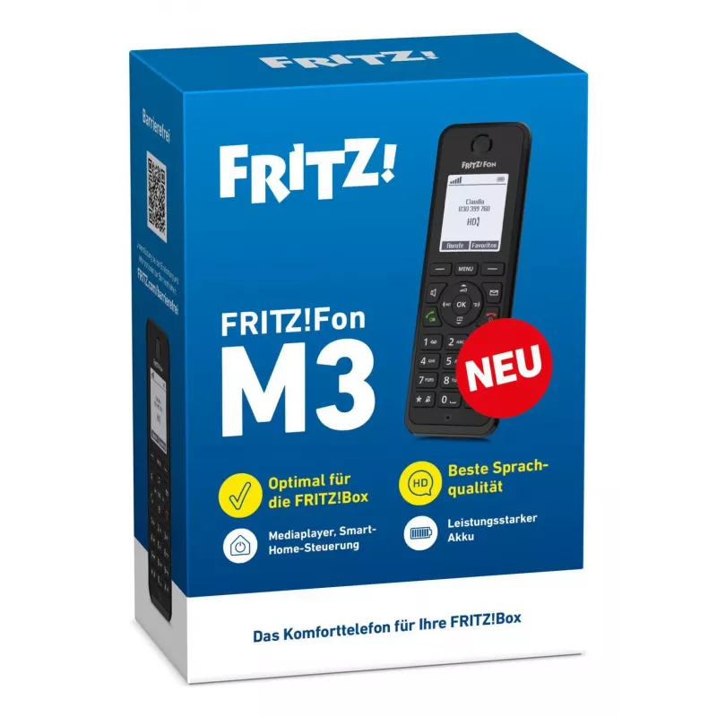 DECT-puhelin FRITZ Fon M3 langaton luuri numeronäyttö musta