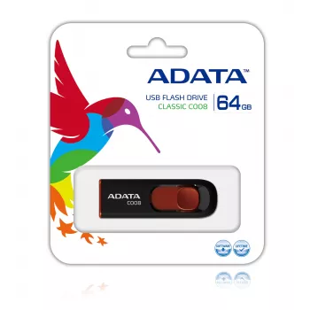ADATA C008 64 GB USB-muistitikku USB Type-A 2.0 musta, punainen