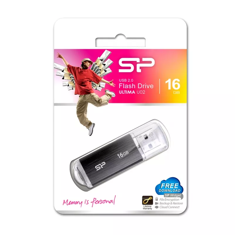 SILICON POWER Ultima U02 - 16GB USB-muistitikku - USB 2.0 - musta (moq-30)