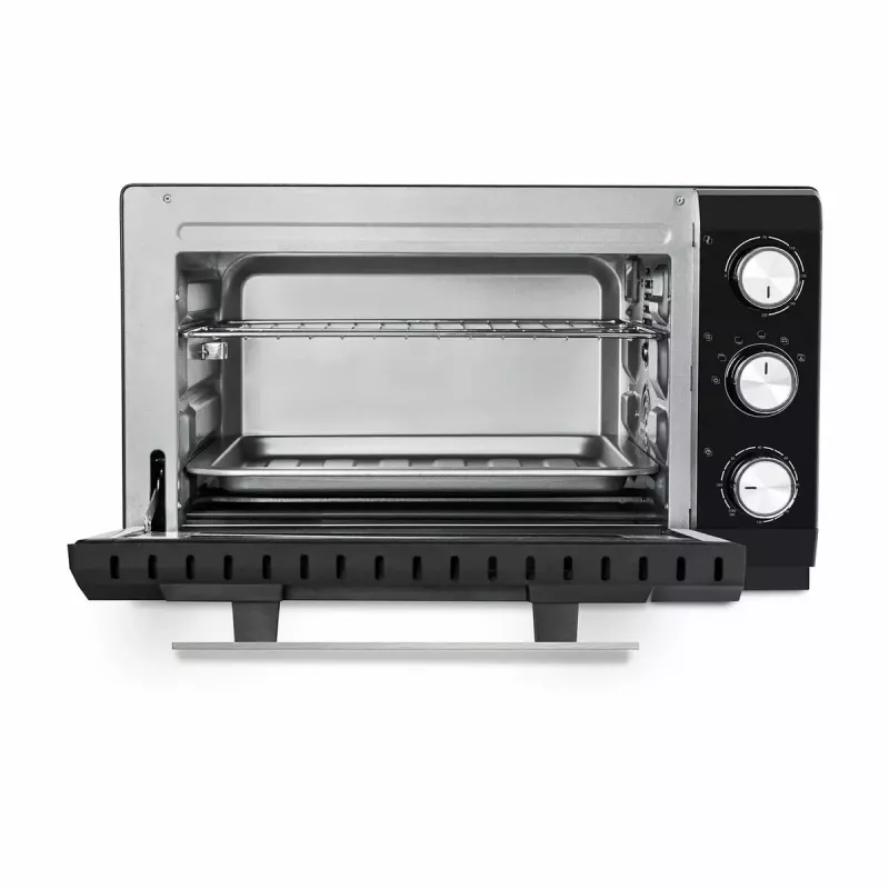 Caso TO 20 Design-Oven sähköinen minipaistinuuni, 20 l, 1500 W, kiertoilma, vartaasaate, ajastin, enintään 230 °C, viileä kotelo, musta