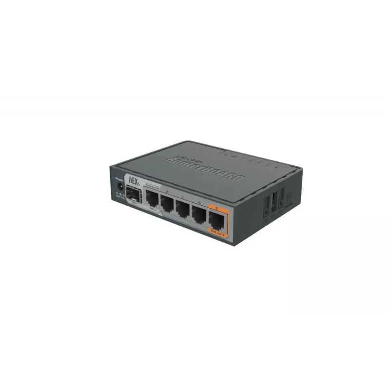 MikroTik RB760iGS hEX S langallinen reititin, 5x Gigabit RJ45, 1x SFP, 1x USB 2.0, PoE-lähtö, musta