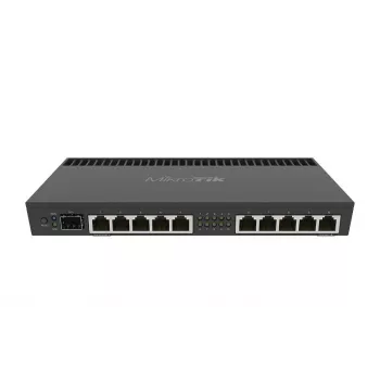 Johdollinen reititin MikroTik RB4011IGS+RM — 10x Gigabit RJ-45, 1x SFP+, 1,4 GHz 4-ydin, 1 GB RAM, rack 1U, PoE-lähtö