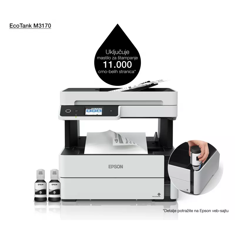Monitoimitulostin Epson EcoTank ET-M3170 mustesuihku monoväri