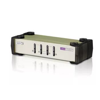 ATEN 4-porttinen USB - PS/2 VGA KVM-kytkin (KVM-kaapelit sisältyvät), 2048 x 1536 pikseliä, QXGA, 0,45 W, musta, harmaa