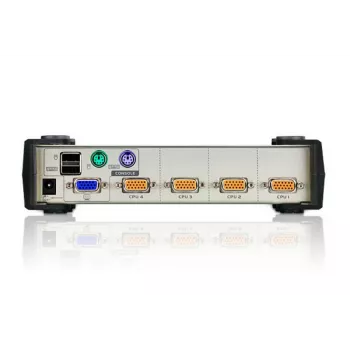 ATEN 4-porttinen USB - PS/2 VGA KVM-kytkin (KVM-kaapelit sisältyvät), 2048 x 1536 pikseliä, QXGA, 0,45 W, musta, harmaa
