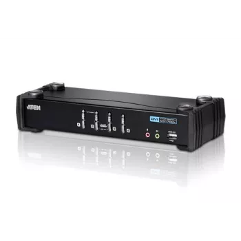 ATEN 4-porttinen USB DVI KVM-kytkin äänellä & USB 2.0 -keskittimellä (KVM-kaapelit sisältyvät)