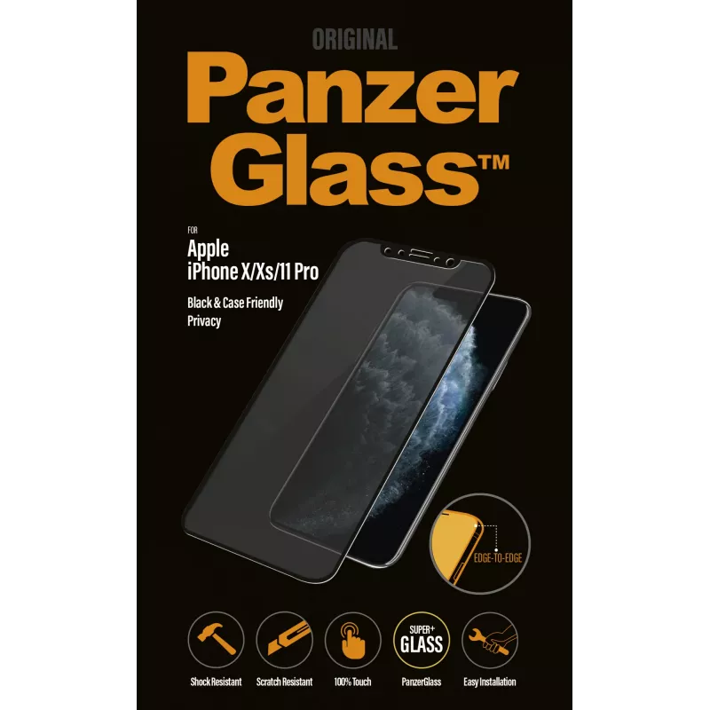 PanzerGlass ® Privacy näytönsuoja iPhone 11 Pro | X | Xs | reunasta reunaan