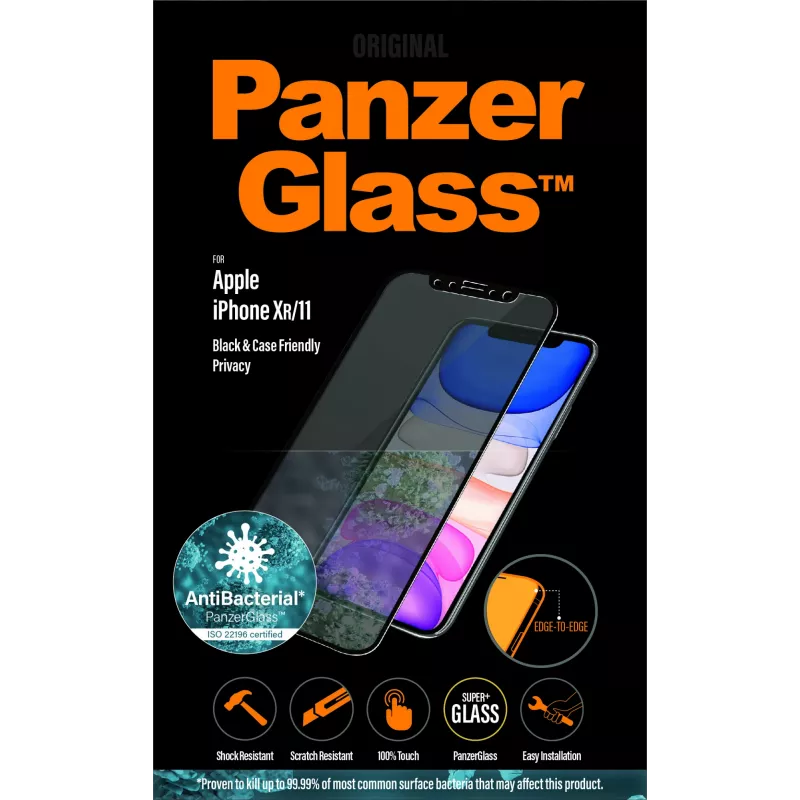 PanzerGlass ® Privacy näytönsuoja iPhone 11 | XR | reunasta reunaan