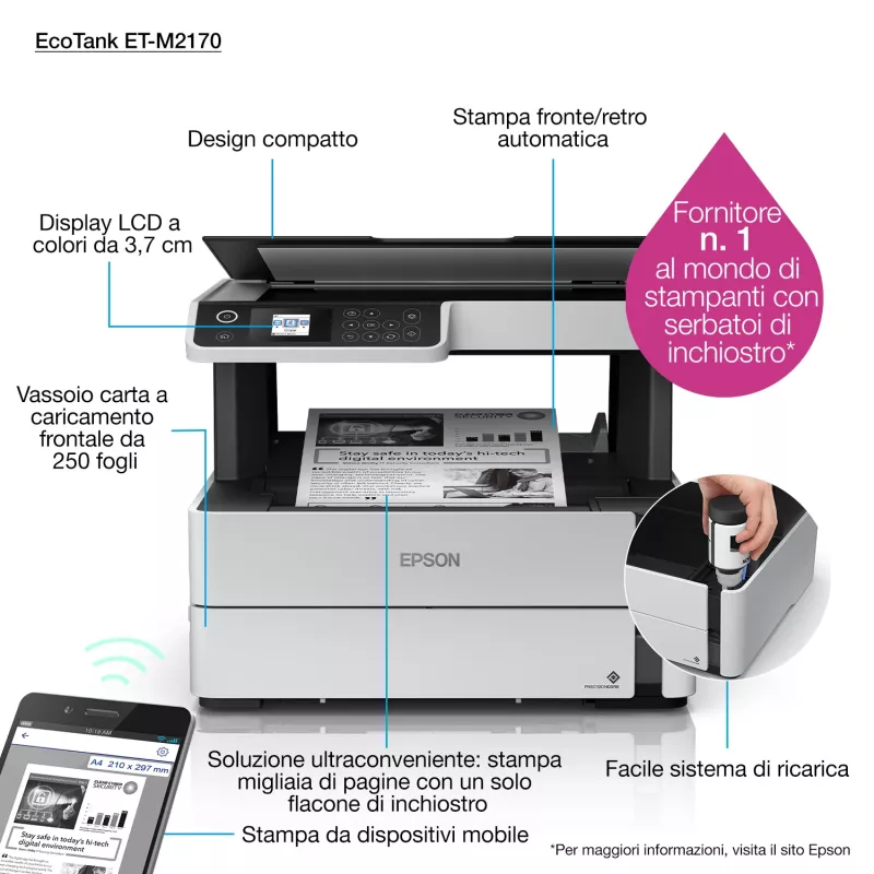 Epson EcoTank M2170 mustesuihku A4 1200 x 2400 DPI 39 ppm Wi-Fi