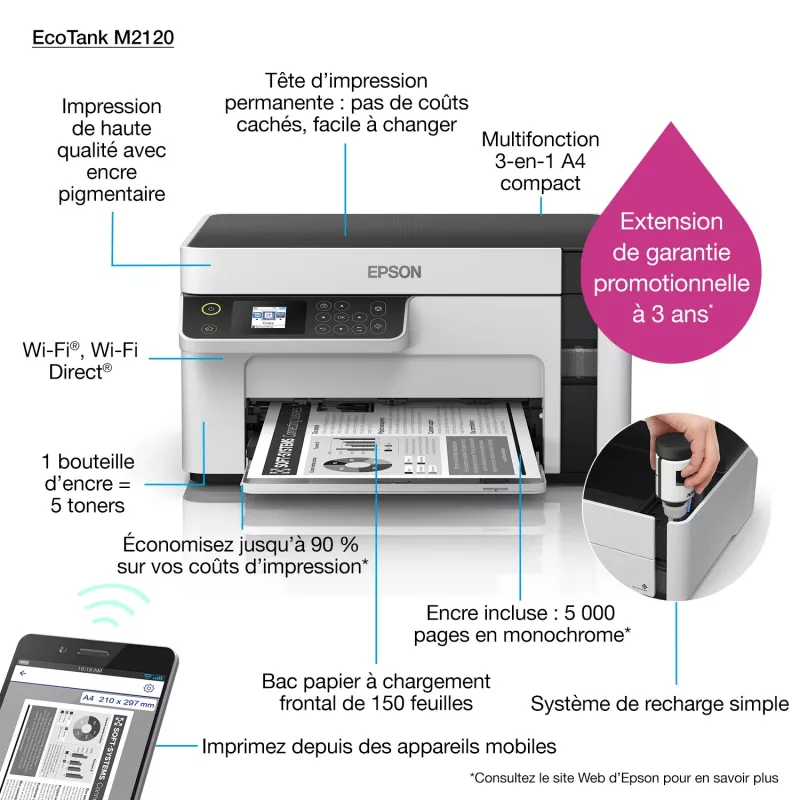 Epson EcoTank ET-M2120 mustesuihku A4 1440 x 720 DPI 32 ppm Wi-Fi