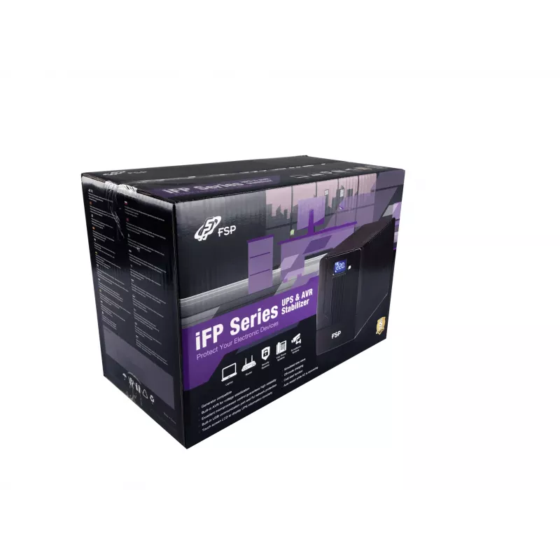 FSP iFP 600 PPF3602700 line-interactive-UPS, 600 VA, 360 W, 2 Schuko-pistorasiaa, LCD, USB