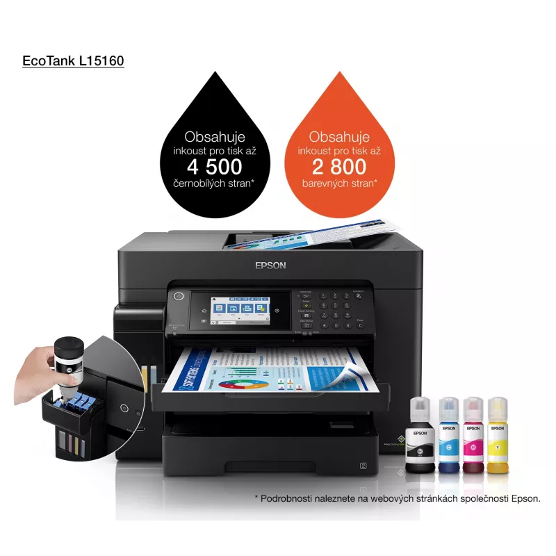 Monitoimilaite Epson EcoTank L15160 mustesuihku värillinen, A3+, 32 ppm, 4800x1200 DPI, Wi‑Fi, Ethernet