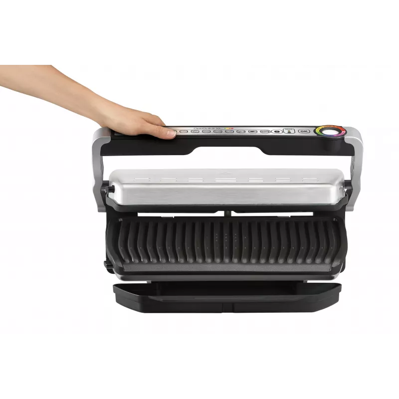 Tefal OptiGrill+ XL GC724D kontaktigrilli, 2000 W, 9 ohjelmaa, 800 cm², musta/metallinen