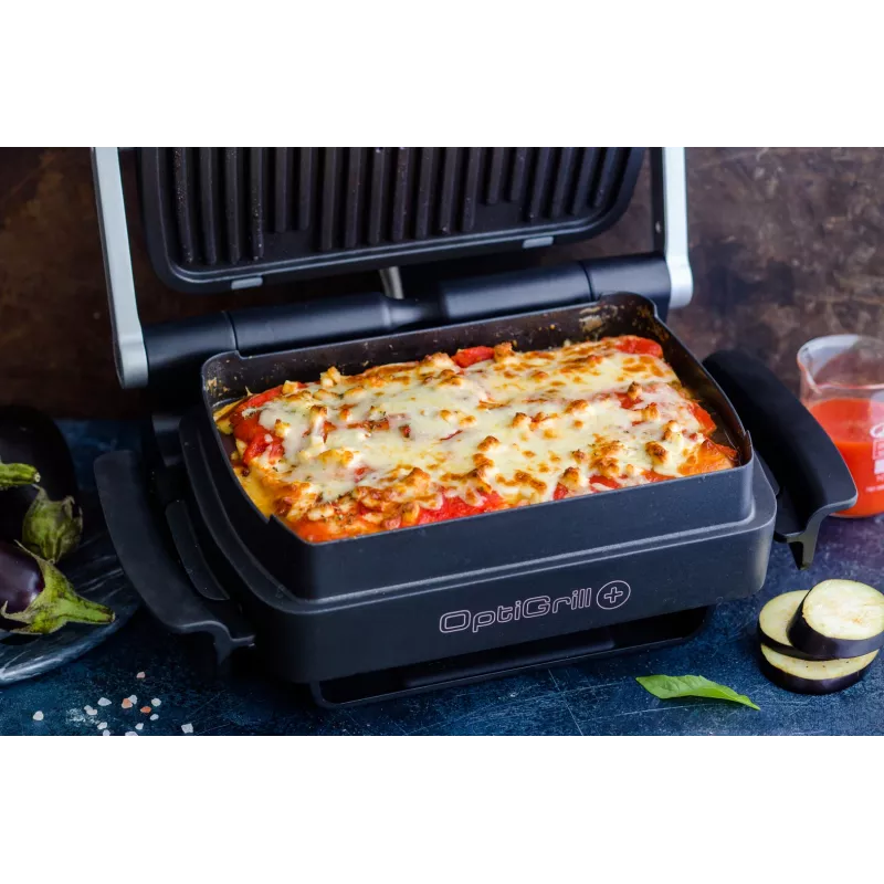Tefal OptiGrill+ XL GC724D kontaktigrilli, 2000 W, 9 ohjelmaa, 800 cm², musta/metallinen