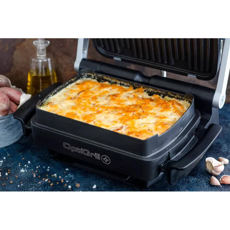 Tefal OptiGrill+ XL GC724D kontaktigrilli, 2000 W, 9 ohjelmaa, 800 cm², musta/metallinen