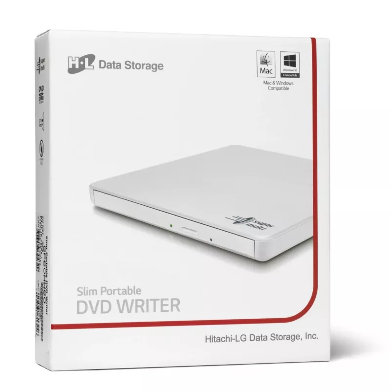 HITACHI-LG DATA STORAGE ohut kannettava DVD-asema - Gp60nw60 - USB 2.0 - valkoinen