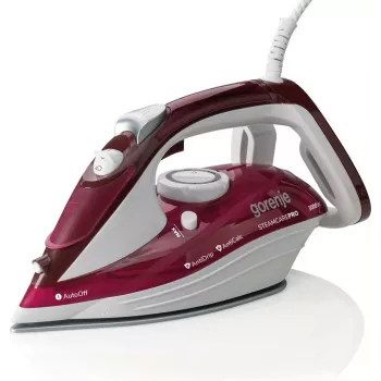 Höyrysilitysasema Gorenje SIH3000RBC — 3000 W, keraaminen pohja, 0,4 L vesisäiliö, 1,6 kg, punainen