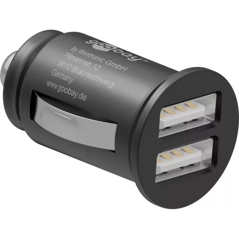 Goobay 58912 USB-kaksoisautolaturi, 2 x USB-A, 3,1 A, musta