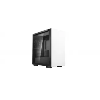 PC-kotelo DeepCool MACUBE 110 WH Midi-Tower — valkoinen, karkaistu lasi, microATX, jopa 320 mm GPU, 165 mm CPU-jäähdytin, 2x3,5 tuuman + 2x2,5 tuuman paikat