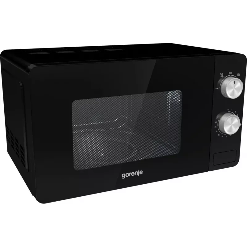 Yksittäinen mikroaaltouuni Gorenje MO20E1B – 20 L, 800 W, 5 tehotasoa, 270 mm kiertolevy, musta