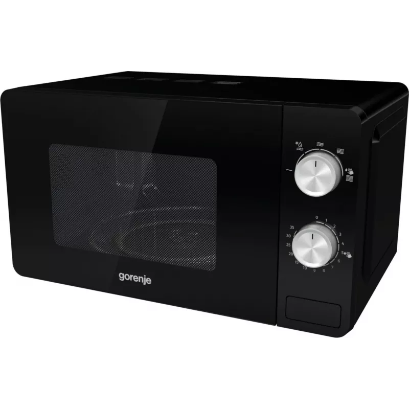 Yksittäinen mikroaaltouuni Gorenje MO20E1B – 20 L, 800 W, 5 tehotasoa, 270 mm kiertolevy, musta