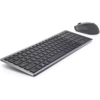 Langaton näppäimistö ja hiiri Dell KM7120W Bluetooth titaaninharmaa kompakti näppäimistö ergonominen hiiri