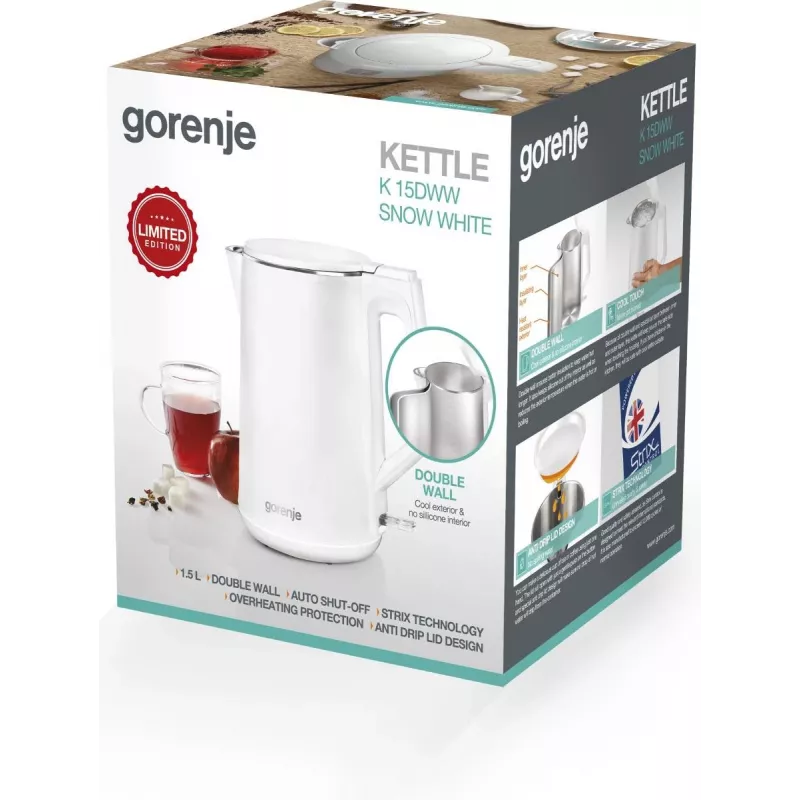 Gorenje 737894 -vedenkeitin 1,5 L 2200 W valkoinen