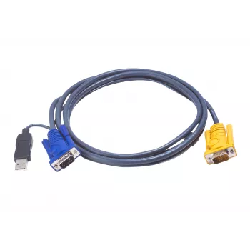 ATEN USB KVM -kaapeli 1,8 m, 1,8 m, VGA, musta, HDB-15 + USB A, SPHD-15, pistoke