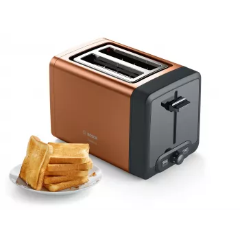 Leivänpaahdin Bosch TAT4P429 2 viipaletta 970 W musta/ruskea, kompakti ruostumaton teräs