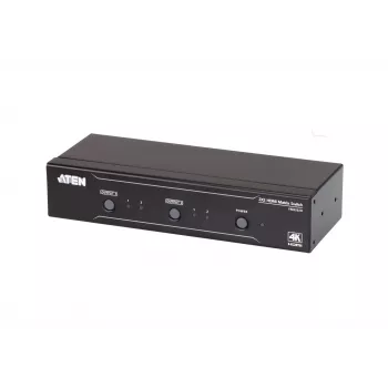 ATEN 2x2 4K HDMI-matriisikytkin, jopa 15 m, AV-matriisikytkin, 10,2 Gbit/s, 340 MHz, 4096 x 2160 pikseliä, 4096 x 2160, 3840 x 2160, musta