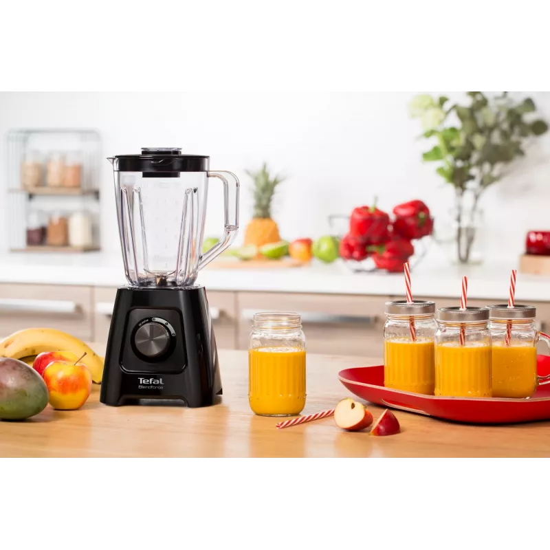 Tehosekoitin Tefal BL4208 — 600 W, 1,25 l muoviastia, 2 nopeutta, jään murskaus, musta
