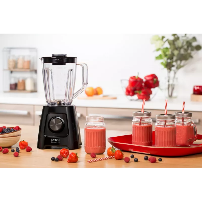 Tehosekoitin Tefal BL4208 — 600 W, 1,25 l muoviastia, 2 nopeutta, jään murskaus, musta