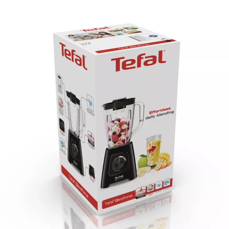 Tehosekoitin Tefal BL4208 — 600 W, 1,25 l muoviastia, 2 nopeutta, jään murskaus, musta