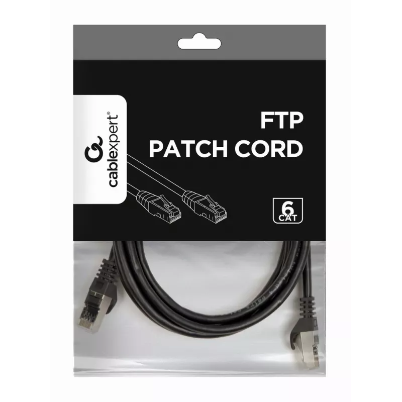 Gembird PP6-2M/BK Cat6 FTP -kytkentäkaapeli, 2 m, musta