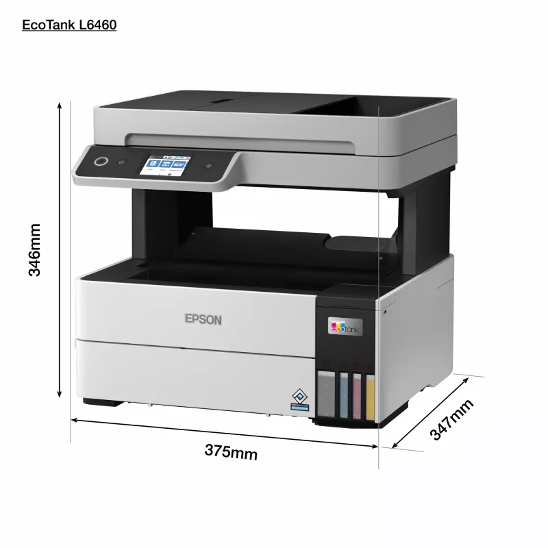 Monitoimitulostin Epson EcoTank L6460 — mustesuihku väri, 4800x1200 dpi, 37 ppm, A4 duplex, Wi‑Fi, Ethernet