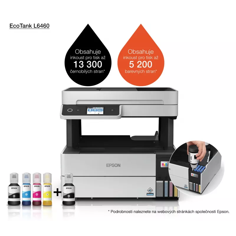 Monitoimitulostin Epson EcoTank L6460 — mustesuihku väri, 4800x1200 dpi, 37 ppm, A4 duplex, Wi‑Fi, Ethernet