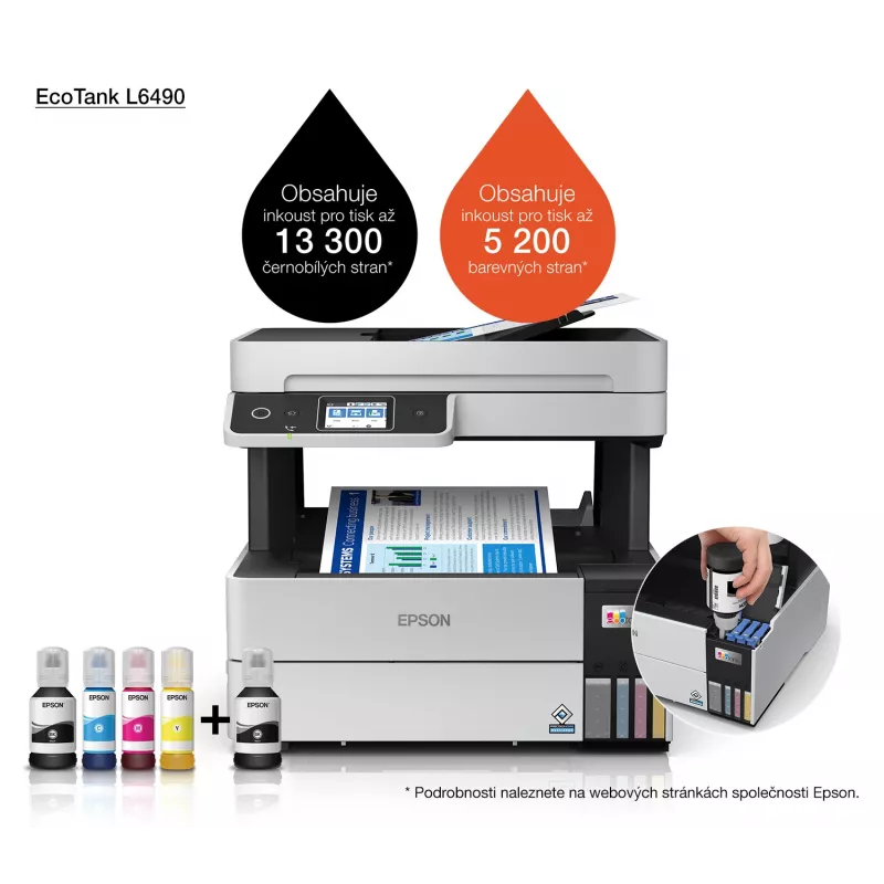 Monitoimitulostin Epson EcoTank L6490 — mustesuihku väri, 4800x1200 dpi, 37 ppm, A4 duplex, Wi‑Fi, Ethernet