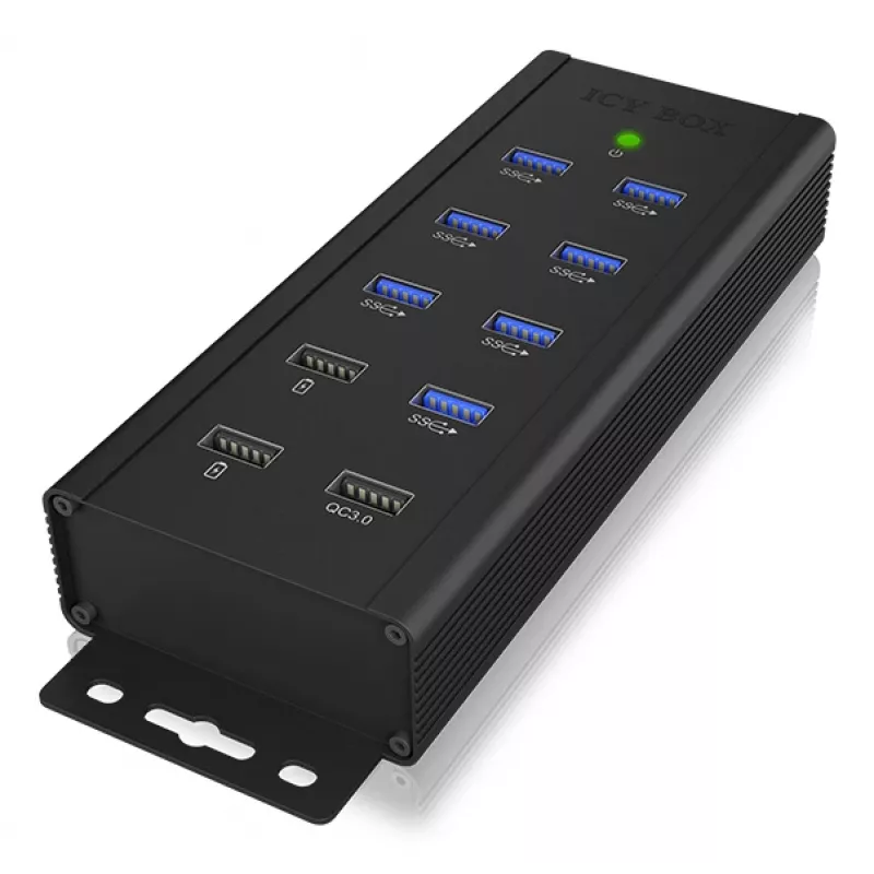 ICY BOX IB-HUB1703-QC3 USB 3.2 Gen 1 (3.1 Gen 1) Type-B 5000 Mbit/s musta