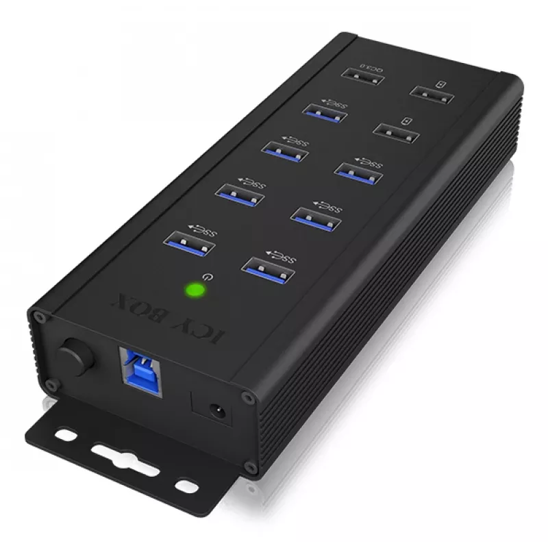 ICY BOX IB-HUB1703-QC3 USB 3.2 Gen 1 (3.1 Gen 1) Type-B 5000 Mbit/s musta