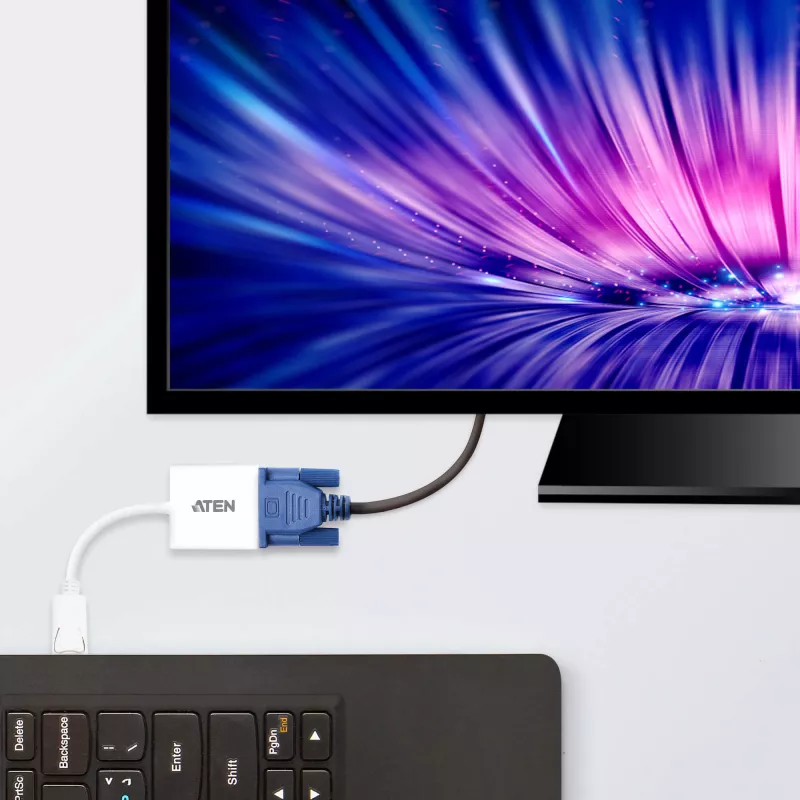 ATEN DisplayPort-VGA-sovitin, jopa 1920x1200 @60Hz, DisplayPort, VGA (D-Sub), uros, naaras, suora, suora