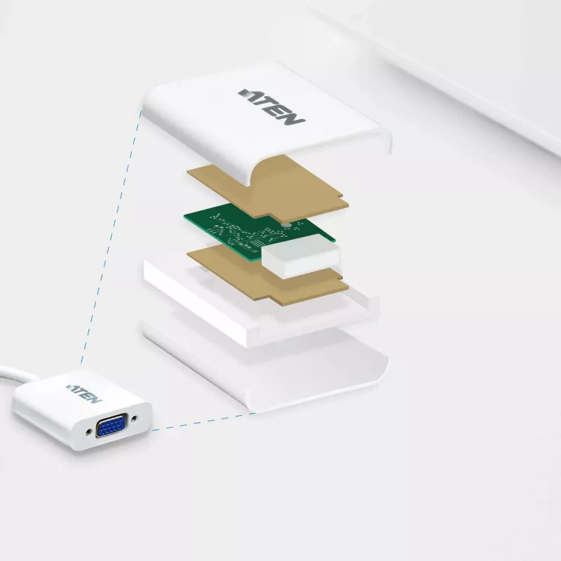 ATEN DisplayPort-VGA-sovitin, jopa 1920x1200 @60Hz, DisplayPort, VGA (D-Sub), uros, naaras, suora, suora