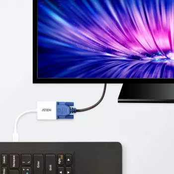 ATEN Mini DisplayPort - VGA -sovitin, Mini DisplayPort, VGA (D-Sub), uros, naaras, suora, suora