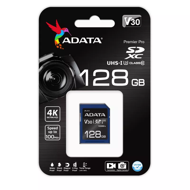 ADATA ASDX128GUI3V30S-R muistikortti 128 GB SDXC UHS-I luokka 10