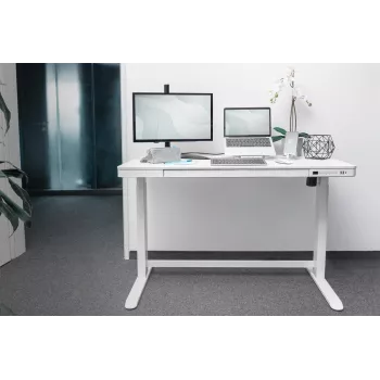 DIGITUS sähköisesti korkeussäädettävä työpöytä 120x60x12 cm USB:lla, valkoinen