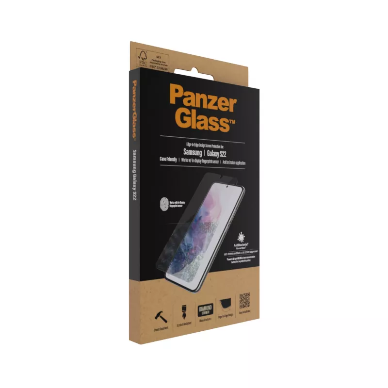 PanzerGlass UltraForce1 7293 näytönsuoja Samsung Galaxy S22:lle, karkaistu lasi, kotelon kanssa yhteensopiva, kirkas