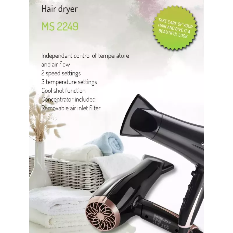 Hiustenkuivaaja Mesko MS 2249 2000 W musta/pinkki